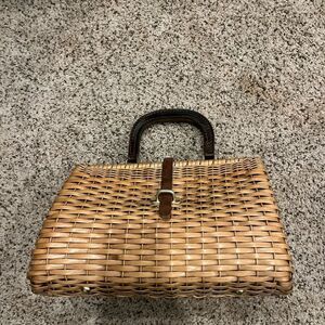 Elegant Vintage Tan Hand Woven Handbag